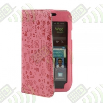 Funda Solapa Samsung S2 i9100 Rosa Dibujos