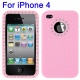Funda Gel iPhone 4G / 4S Rosa con apertura logo y diamantes
