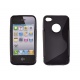 Funda Gel iPhone 4 & 4S Negra Brillo y Mate Con apertura Logo