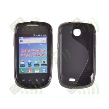 Funda Gel Silicona Samsung S5570 Galaxy Mini Negra Brillo y Mate