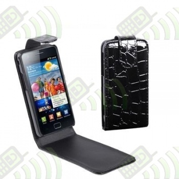 Funda Solapa Samsung I9100 Galaxy S II Negra Relive Cocodrilo