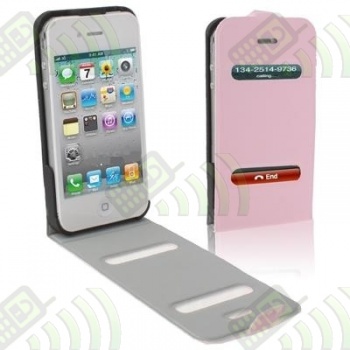 Funda Solapa iPhone 4G / 4S Rosa Con Apertura