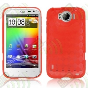 Funda Gel Silicona HTC Sensation XL Roja Rombos