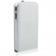 Funda Solapa iPhone 4/4S Blanca Fibra de carbono