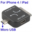 Cargador mini a micro USB y mini USB a iphone Blanco