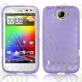 Funda Gel Silicona HTC Sensation XL Morada Rombos