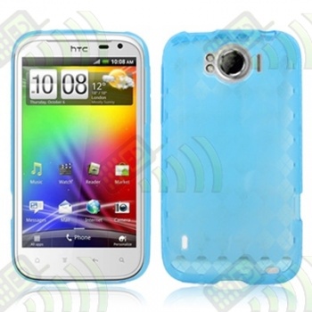 Funda Gel Silicona HTC Sensation XL Azul Rombos
