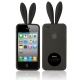 Funda Gel y Soporte iPhone 4 & 4S Conejito Gris