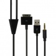 Cable dual carga y audio Iphone / Ipod / Ipad 1.2 m Negro