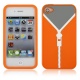Funda Silicona Iphone 4 Jersey cremallera Naranja